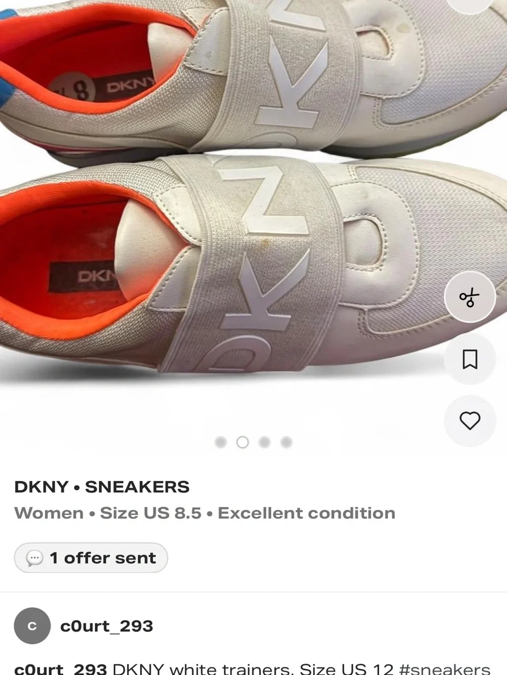 DKNY Kids Cream Sneakers with Pink, Blue & Orange Accents